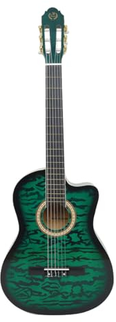 39 Konzertgitarre, Fichte Top Akustikgitarre, Erwachsene Performance Grade Kerbgitarre, Musikinstrument, Fichte Kerbgitarre, Gitarre, Folk Gitarre, Zupfinstrument, Akustische Gitarre (Grün)