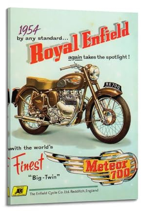 AZTU Vintage-Motorrad-Poster für Royal Enfield Motorrad, dekorative Leinwand, Familienschlafzimmer, Kunstwerk, Bild, Gemälde, 50 x 75 cm