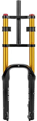 Forcella Anteriore Neve da Spiaggia 20 Pollici Mountain Fat Bike Forchetta Ad Aria 28.6mm Tubo Dritto 120mm Corsa 9mm*135mm QR Regolazione Smorzamento (Material : 20'' Gold)