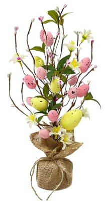 Amagogo Osterdekorationen, Ostereierbaum, Mini-Osterei-Dekor, Mehrfarbig, Ostern, Kunsthandwerk, künstlicher Baum für Hochzeitsgeschenk, Stil c