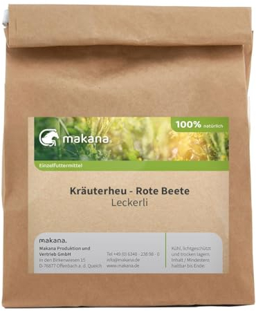 Makana Kräuterheu Rote Beete Leckerli, natürlich, ohne Zuckerzugabe und Zusätze, 1kg Beutel