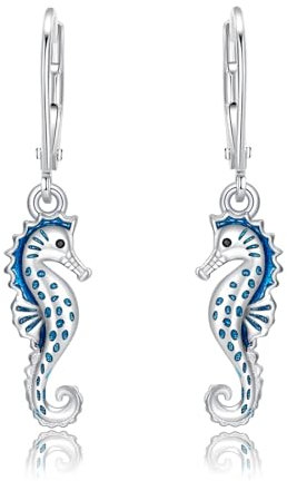 PARYFO Seepferdchen Ohrringe 925 Sterling Silber Hypoallergene Seepferdchen Ohrringe Ozean Seepferdchen Schmuck Geschenke für Frauen Mädchen