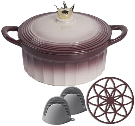 Small Dutch Oven Pot with Lid,2.6L Shaped Dutch Oven, Mini Enamel Cast Iron Dutch Oven Cast Iron Non Stick Heart Dutch Oven Safe Works on All Stovetops
