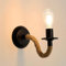 Comely Wandleuchte Retro, E27 Wandlampe aus Hanfseil Schwarz, Industrial Wandleuchte Innen für Schlafzimmer, Wohnzimmer, Treppen, Flur (ohne Leuchtmittel)