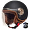 STRTG 3/4 Retro-Motorradhelm,Rollerhelm Mit Visier,ECE-Zugelassener Retro-Jet-Helm Für Damen Und Herren,Moped,Motorrad Für Vespa, ATV, Moped 3