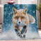 Fuchs Mit Tiermotiv Kuscheldecke Weißer Schnee Flauschig Decke Fleecedecke, Sofa Überwurfdecke, Wohndecke Warm Weich Sherpa Wolldecke, Gemütlicher Überwurf Für Bett und Couch 70x100 cm