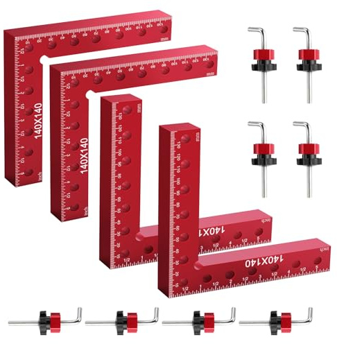 90 Grad Positionierwinkel, 4 Stück 14 cm Rechtwinklige Klemmen aus Aluminiumlegierung Multifunktional Winkelspanner holzbearbeitung holzwerkzeug Zimmermannswinkel für Handwerk Heimwerken