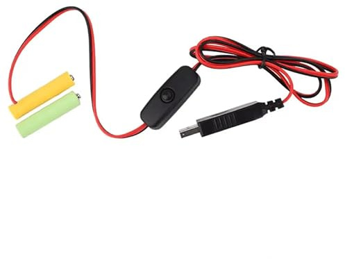 5W USB To 3V (2x1.5V) LR6 AA Dummy Battery Eliminators Substitute Cable With On/Off Switch For String Lights, Christmas Lights, Toys - USB to AA
