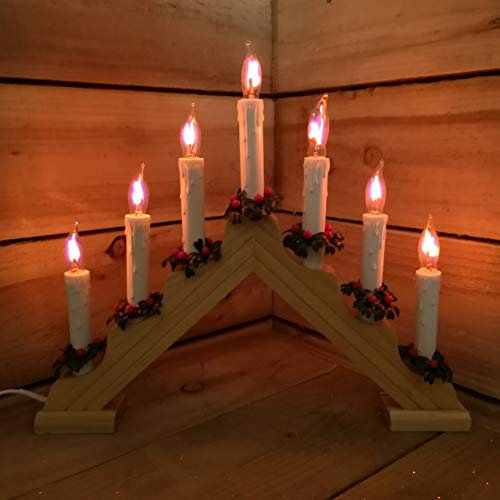 COUNTRY CLUB Premier Christmas Flickering Bulb 40cm Candlebridge in Light Wood Finish