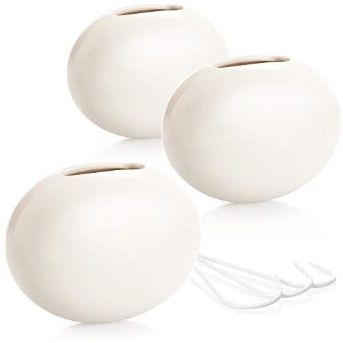 COM-FOUR® Humidificador de aire de cerámica 3x - evaporador de radiador para humidificar el aire de la habitación - evaporador de calefacción en forma ovalada, blanco (03 piezas - ovaladas)
