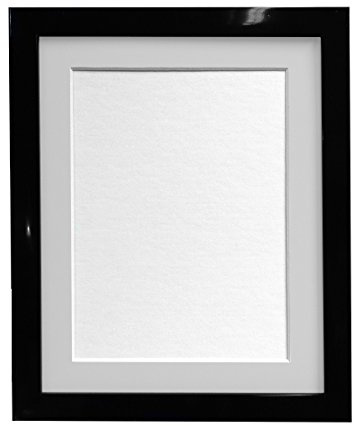 FRAMES BY POST 20mm Black Photo Picture Poster Frame with Light Grey Mount 14 x 11 For Pic Size A4