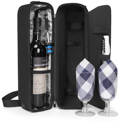 ALLCAMP Wine Bag, Wine Gift Set with Glasses & Opener, Gift for Lovers