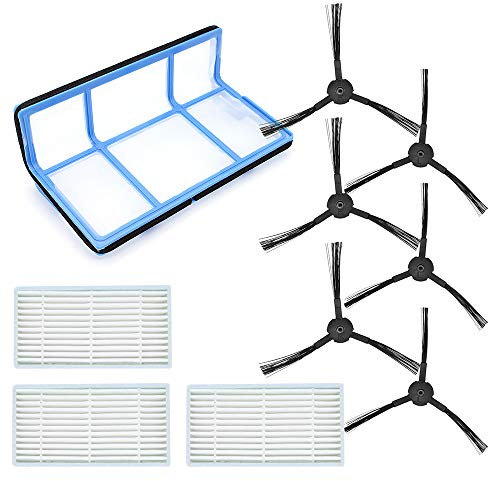 DingGreat Ersatzteile Zubehör Kompatibel mit ILIFE V3 V3s V5 V5s V5s pro Saugroboter, Packung mit 1 Primärfilter, 3 Filters, 6 Seitenbürsten