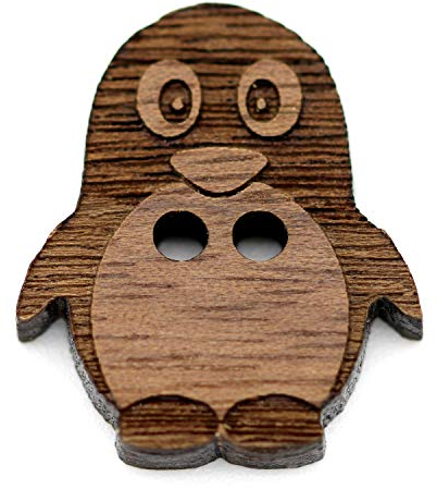 NaturSchatulle Holzknöpfe Motiv Pinguin | 5 Stück Nussbaum 2 Loch Knöpfe Holz DIY Basteln Nähen Schmuckherstellung Annähen Kinderknöpfe