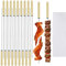 SZSMD Grillspieße aus Edelstahl mit Holzgriff,Wiederverwendbar Edelstahl Barbecue Grillspieße,20 Grillstangen, 1 Fleischpiercingmaschine