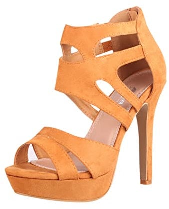 Elara Damen Pumps Offen Stilettos High Heels Chunkyrayan LL85-Camel-36