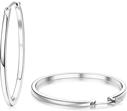 ADRAMATA Silber Creolen für Damen Herren 14K Vergoldete Huggie Creolen Ohrring Hypoallergene Creolen für Damen Silber-20MM