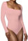RoomTour Body per donna con scollatura squadrata a maniche lunghe Tops Body donna infradito per donna Rosa XXL