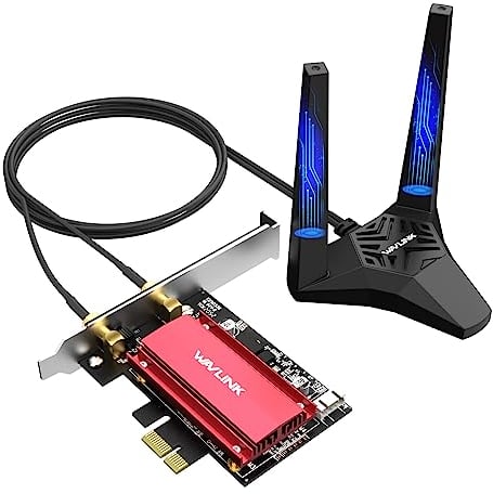 WAVLINK 2025 New WiFi 6E AX5400M PCIe Network Card, Adaptateur sans Fil AX210 tri-Bande avec Bluetooth 5.3, MU-MIMO, WPA3, OFDMA, Support Bas Profil, dissipateur avancé, pour PC Windows 11/10