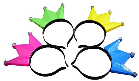 Partyknicklichter 4 LED Haarreifen mit Krone in 4 Farben (pink, grün, gelb, blau) für Geburtstag, Events, Konzert, Roland Kaiser
