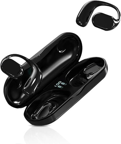 Hikaka Wireless Ear Hanging Bluetooth Headset, 3D Surround Sound Open Ows Wireless Air Conduction Digital Headphones, Non-in-Ear Sports Noise Reduction Headphones (Black)