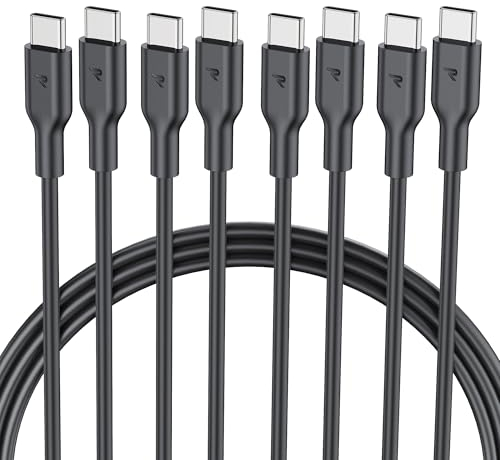 RAMPOW Cable USB C, 4Pack Cable USB C vers USB C 2M, Cable USB C Charge rapide PD3.0, Cable iPhone 15 avec puce E-Mark pour iPhone 15/15 Pro, Macbook Pro, iPad Pro, Samsung S23/S22
