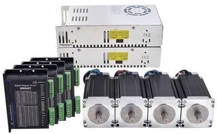 UYCUODLUY Nema 23 4 Axis CNC Router Kit 3N.m Open Loop Stepper Electronic Starter Kit + DM542T Stepper Driver + 250W Power Supply