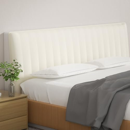 YCBTREE Bett Kopfteil Bezug, Bettkopfteil Hussen, Bettkopfabdeckung Verdicken Gesteppt, Rückenschutz All-Inclusive Slipcover, Dehnbar, Waschbar, Abnehmbar, für Schlafzimmer (Beige, Innerhalb 200cm)