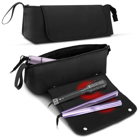 Bolsa de viaje para herramientas de peluquería, alfombrilla resistente al calor para herramientas de peluquería, organizador de herramientas calientes para rizadores y planchas de pelo
