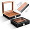 Zigarren Humidore Spanisches Zedernholz, Eleganter Humidor mit Hygrometer und Befeuchter & Zigarrenschneider Zedernholz Humidor Etui Zigarren-Desktop-Box Geschenke für Männer (Schwarz)