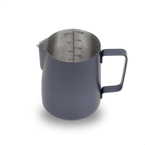 watchget Milk Frothing Pitcher Made of Stainless Steel, 350 ml, Espresso Steaming Pitcher for Cappuccino, Latte Art, Coffee Machine Accessory, Milk Jug, Coffee Frother, Cup, Blue