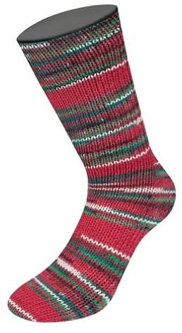LANA GROSSA Meilenweit 6-Fach Merino Christmas | 6-fädiges Sockengarn aus Merino, waschmaschinenfest | Garn aus 80% Schurwolle & 20% Polyamid | 150g Wolle, Stricken & Häkeln | 390m Garn FB 632