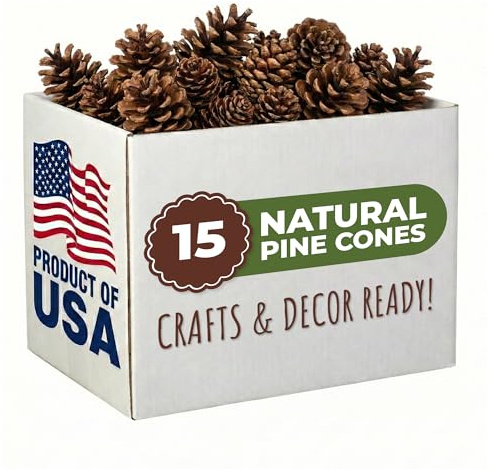 Pine Cones for Decorating, 15pcs Natural Loblolly Pinecones