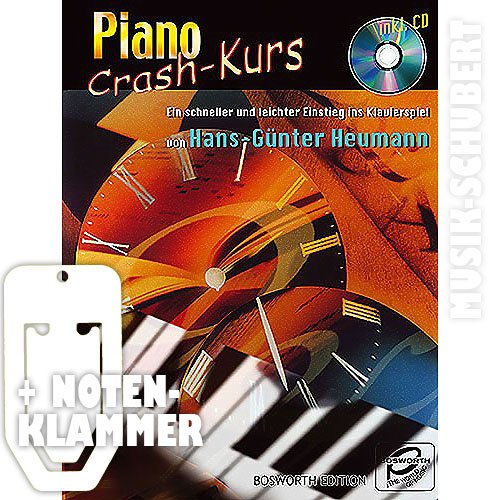 Piano Crash-Kurs (+CD) inkl. praktischer Notenklammer - ein schneller und leichter Einstieg ins Klavierspiel für pure Anfänger oder Wiedereinsteiger mit aufklebbaren Tastenstickern für die rechte und linke Hand (Taschenbuch) von Hans-Günter Heumann (Noten/Sheetmusic)