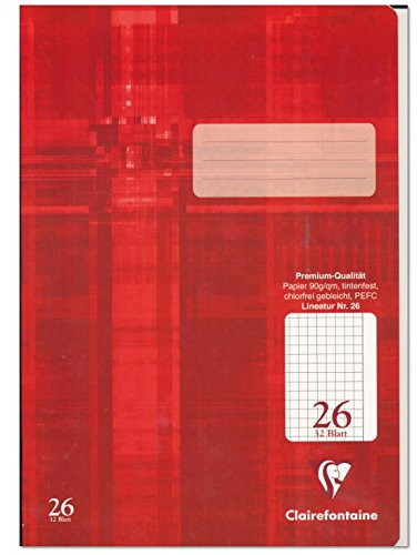 Clairefontaine Schulheft Hefte A4 Premium kariert mit weißem Rand 32 Blatt Lin 26