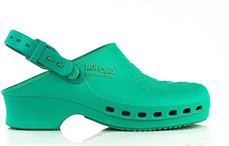 REPOSA Complete - Zoccoli Sanitari Donna e Uomo in Gomma SEBS Senza Lattice, Ciabatte Sanitarie Anatomiche con Laccetto Regolabile, Scarpe Sanitarie Infermieri Sterilizzabili, Antishock e Traspiranti