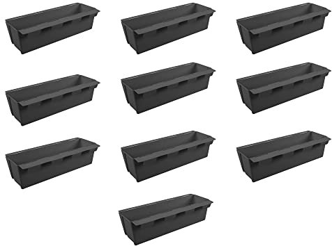 ARTECSIS Jardiniere Plastique Rectangulaire 37cm I Lot de 10 Jardinières pour Palette Europe I Anthracite