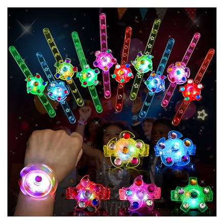 SCIONE 24 Pack LED Light Up Fidget Spinner Bracelets, Party Favors for Kids