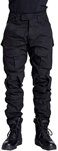 FENG Pantalon Tactique Militaire pour Homme - Camouflage - Adventure - Multi-Poches - Respirant - Imperméable - Pantalon de Chasse FR:42 Noir