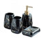 XUDREZ Badezimmer Zubehör Sets Marmor Muster Keramik Bad Zubehör Set Luxus Badezimmer Set Lotionspender, Zahnbürstenbecher, Seifenschale, Chassis (Glänzend Schwarz 4 teiliges Set)