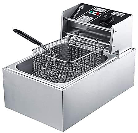 GETZ Friteuse Professionnel, Friteuse Electrique en Acier Inoxydable, Réservoir de Graisse Unique 10L/20L avec Couvercle, Température Réglable, Huile Facile à Nettoyer