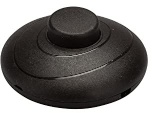 Interrupteur à pied rond - Noir - 250 V/2 A - Pour 2 ou 3 fils