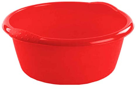 AC - Barreño Redondo - Capacidad de 25 litros - Fabricado en Polipropileno - para Lavabo, Fregadero y Bañera - Color Rojo