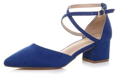 AJVANI Womens Ladies mid Block Heel Cross Strap Evening Mary Jane Court Shoes Size 3 36