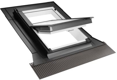 Emica - Finestra da tetto bianca in PVC apertura Bilico | Linea Habitat Solid con Vetrata basso emissivo Certificata CE | Conversa per coperture piane (78x118 Base x Altezza)