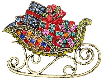 EVER FAITH Weihnachtsbrosche für Damen, Strass Weihnachtsmann Schlittenfahrt Geschenke Brosche Pin Weihnachten Schmuck