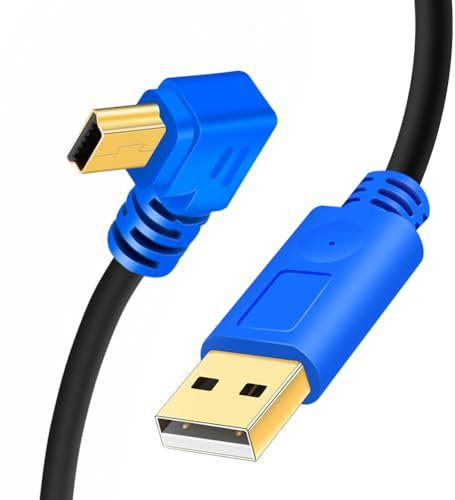 Hanprmeee Right Angle 90 Degree USB Cable, USB 2.0 Type A to Mini B Cable - 5M Data & Charging Cord for Cell Phones, MP3 Players, Digital Cameras, PDA (Blue)