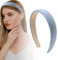 RDNKVB Bandeaux bleus pour femmes, bandeau en cuir synthétique pour femmes et filles, bandeau bleu clair, bandeau en plastique dur, couleur unie, fins
