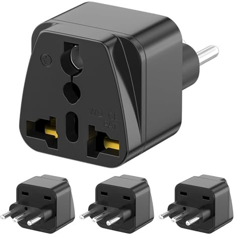 JOAASU Adattatore Universale da Viaggio a Italia, 4pcs Adattatore Presa da Mondo a Italia, Convertitore Da UK USA Cina a Spina 10A Italiana, per UK USA AUS a Spina Italiana (Nero)