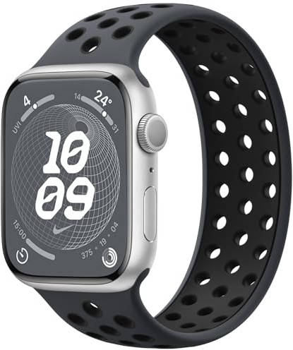 Charlam Sportiva Loop Cinturino Compatibile con Cinturino Apple Watch 45mm 44mm 42mm 49mm, Cinturini in Silicone Morbido e Traspirante per iWatch Serie 9 8 7 6 5 4 3 SE Ultra, Uomini, Antracite/nero